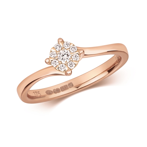 4 Prong Round Rose Gold Illussion Engagement Rings