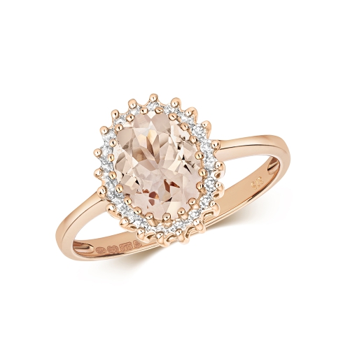 3 Prong Oval Rose Gold Halo Lab Grown Diamond Engagement Rings