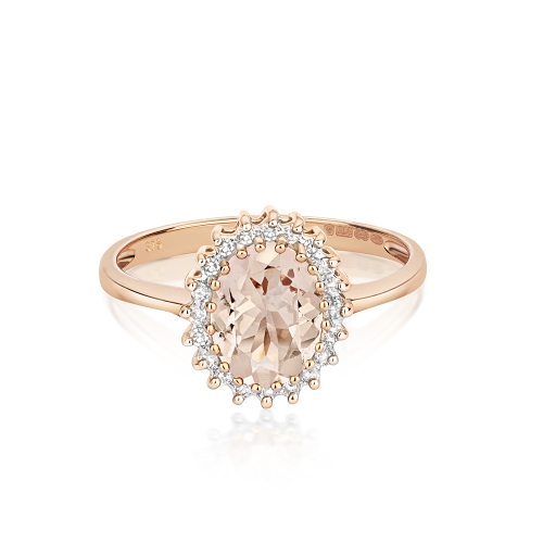 3 Prong Oval Rose Gold Halo Lab Grown Diamond Engagement Rings