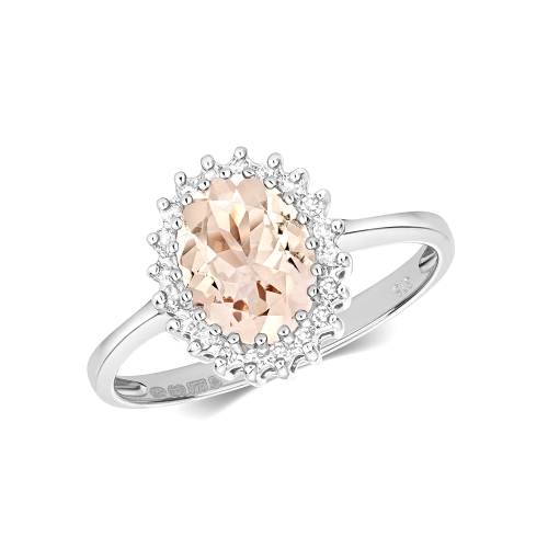 3 Prong Oval Halo Naturally Mined Diamond Gemstone Engagement Rings