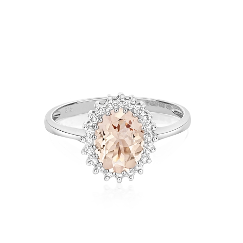 3 Prong Oval Halo Naturally Mined Diamond Gemstone Engagement Rings