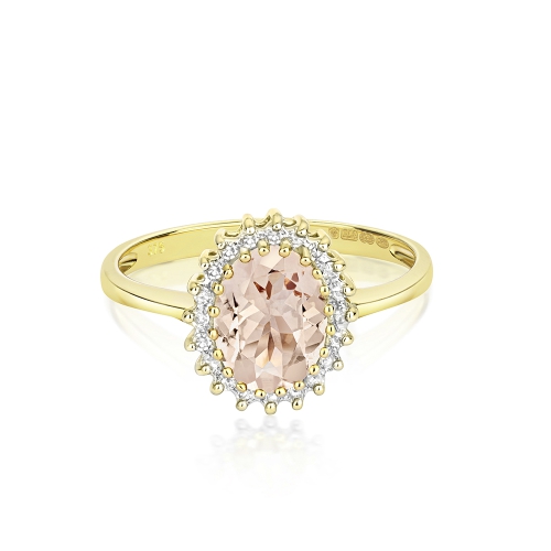 3 Prong Oval Yellow Gold Halo Lab Grown Diamond Engagement Rings