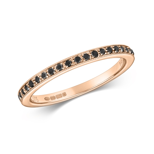 Pave Setting Round Rose Gold Milligrained Lab Grown Diamond Eternity Engagement Rings