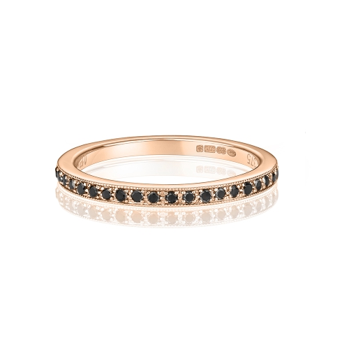 Pave Setting Round Rose Gold Milligrained Lab Grown Diamond Eternity Engagement Rings