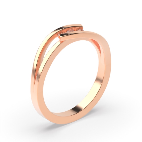 Channel Setting Round Rose Gold Wave Trilogy Engagement Rings