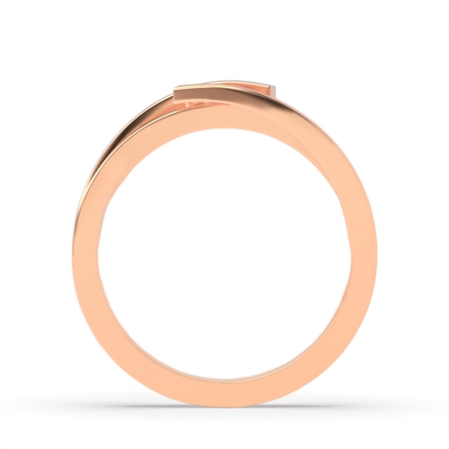Channel Setting Round Rose Gold Wave Trilogy Engagement Rings