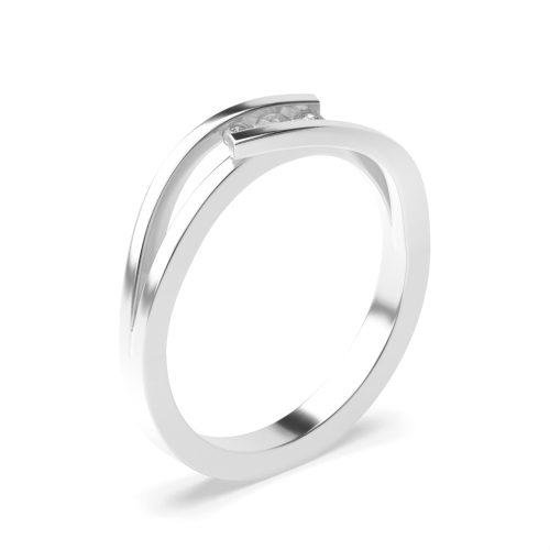 Channel Setting Round Platinum Wave Trilogy Engagement Rings