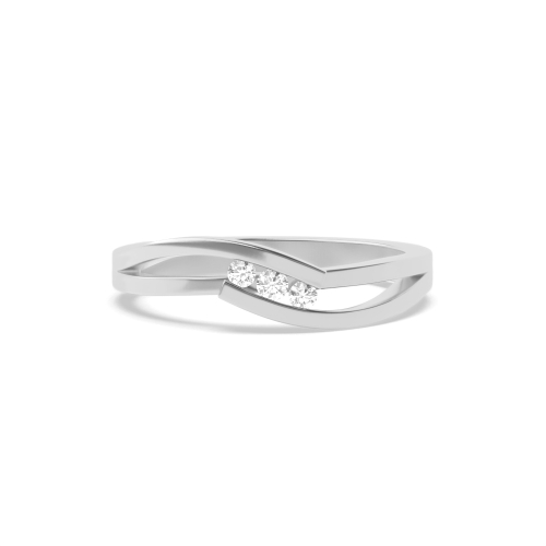 Channel Setting Round Platinum Wave Trilogy Engagement Rings