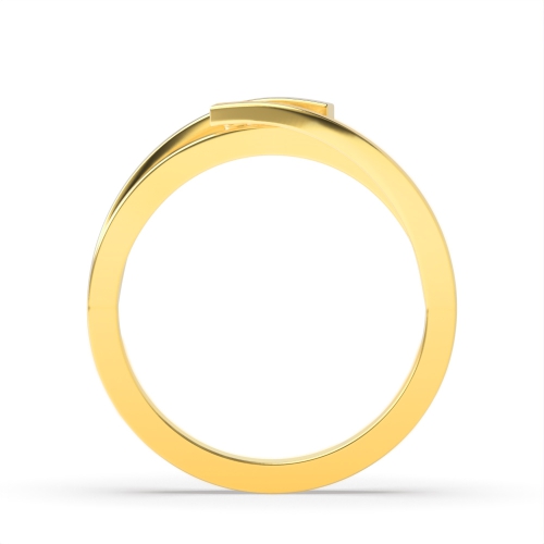 Channel Setting Round Yellow Gold Wave Trilogy Engagement Rings