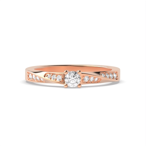 Round Rose Gold twisted unique styled Engagement Rings