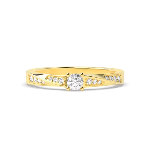 Round Yellow Gold twisted unique styled Engagement Rings