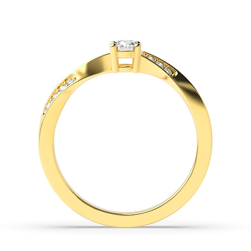 Round Yellow Gold twisted unique styled Engagement Rings
