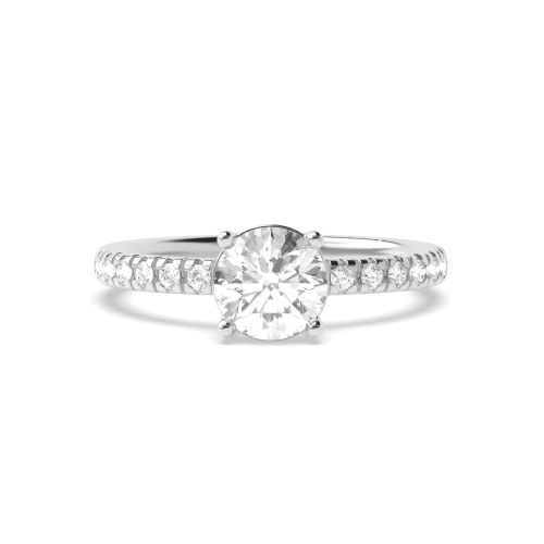 4 Prong Round Auraglow Side Stone Engagement Rings