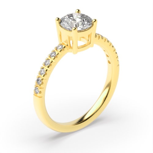 4 Prong Round Yellow Gold Auraglow Engagement Rings