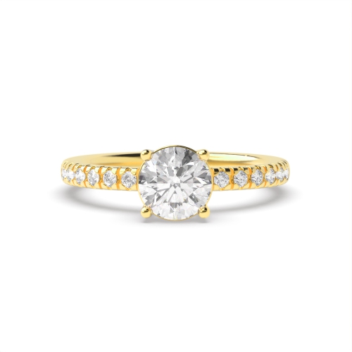 4 Prong Round Yellow Gold Auraglow Engagement Rings