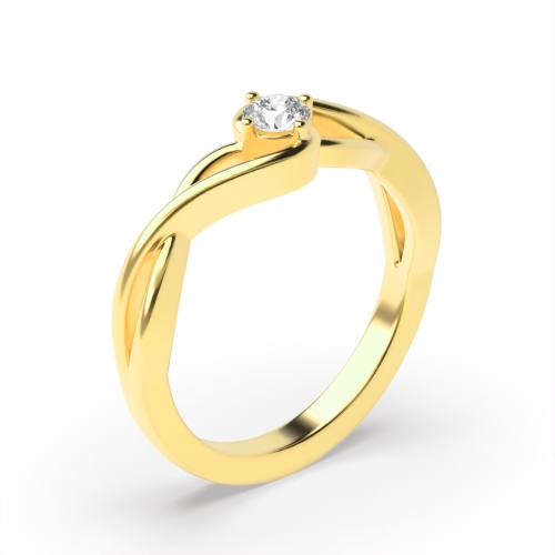 4 Prong Round Yellow Gold Solitaire Diamond Rings