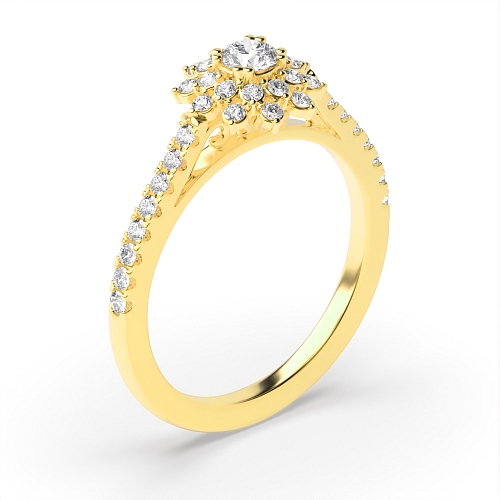4 Prong Round Yellow Gold Petal Lumina Engagement Rings