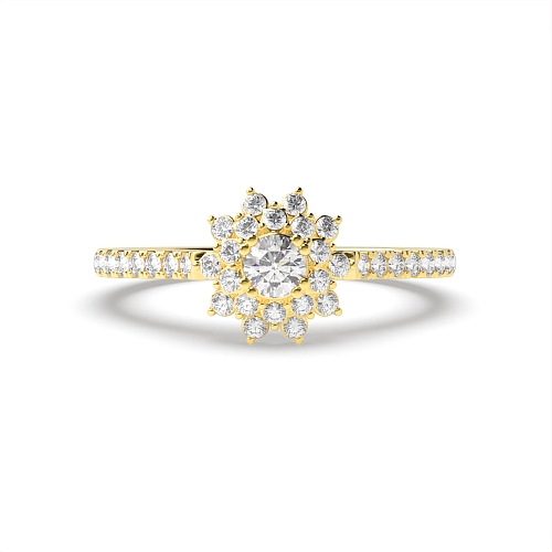 4 Prong Round Yellow Gold Petal Lumina Engagement Rings