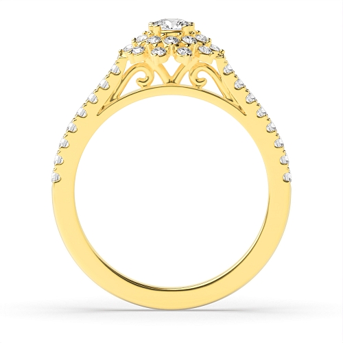 4 Prong Round Yellow Gold Petal Lumina Engagement Rings