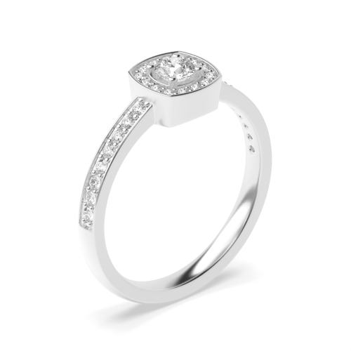 4 Prong Round Starwhisper Side Stone Engagement Rings