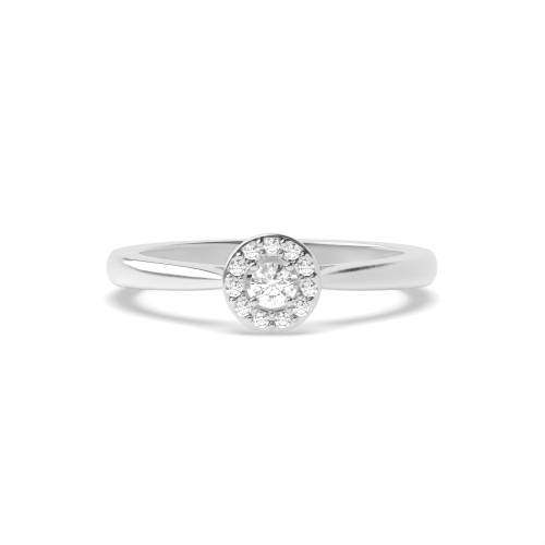 4 Prong Round Moissanite Halo Diamond Ring