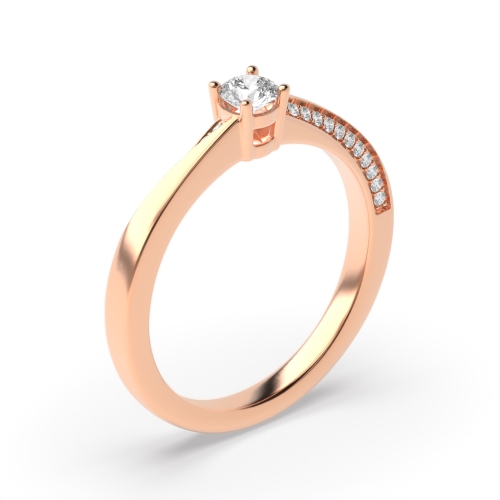 4 Prong Round Rose Gold Twist Engagement Rings