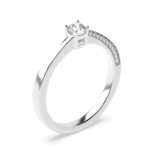 4 Prong Round Silver Twist Side Stone Engagement Rings
