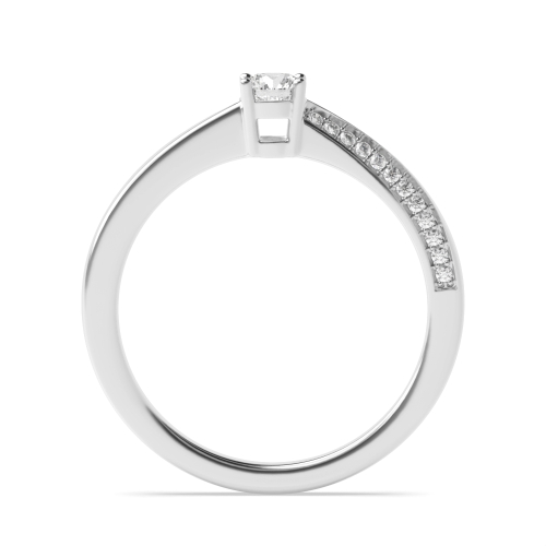 4 Prong Round Silver Twist Side Stone Engagement Rings