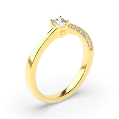 4 Prong Round Yellow Gold Twist Engagement Rings