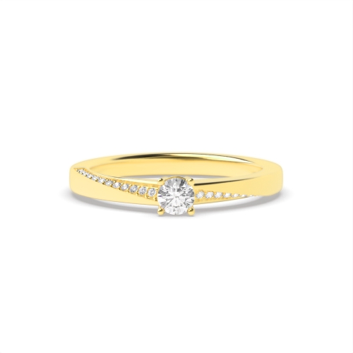 4 Prong Round Yellow Gold Twist Engagement Rings