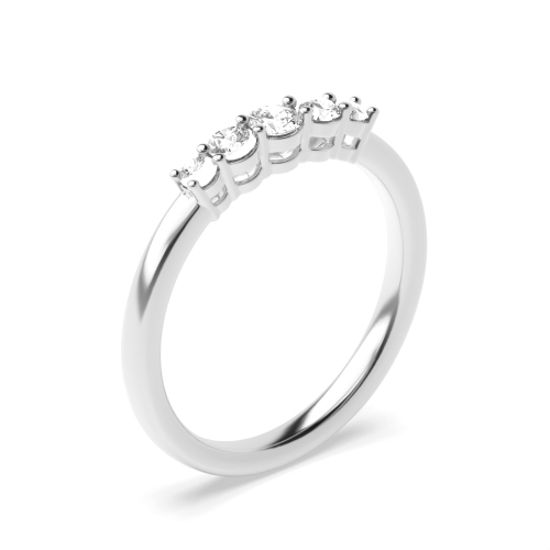 4 Prong Round Silver Five Stone Diamond Rings