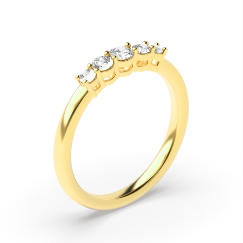 4 Prong Round Yellow Gold Five Stone Diamond Ring