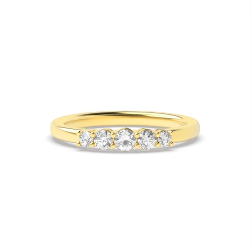 4 Prong Round Yellow Gold Five Stone Diamond Ring