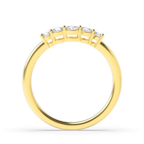 4 Prong Round Yellow Gold Five Stone Diamond Ring