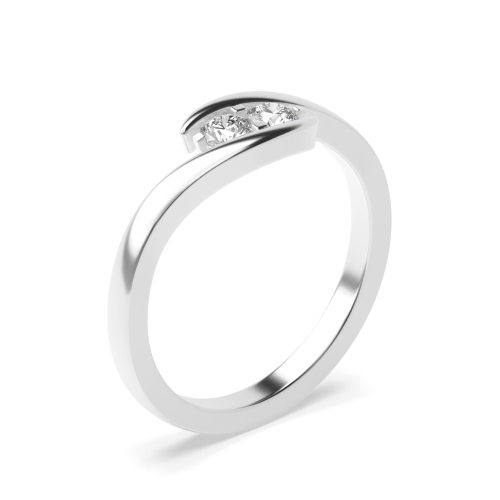 prong setting round shape two stone diamond ring