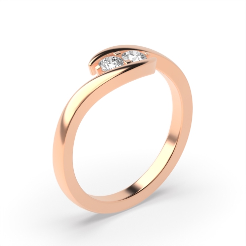 4 Prong Round Rose Gold Two Diamond Rings