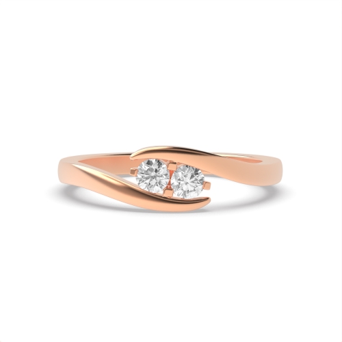 4 Prong Round Rose Gold Two Diamond Rings