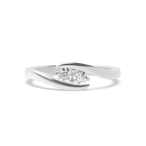 4 Prong Round Platinum Two Diamond Rings