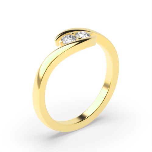 4 Prong Round Yellow Gold Two Diamond Rings
