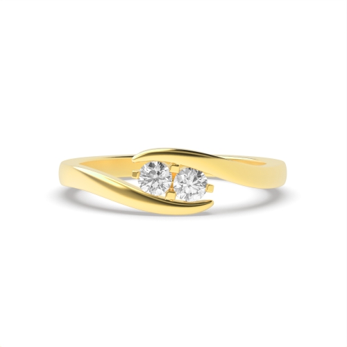 4 Prong Round Yellow Gold Two Diamond Rings