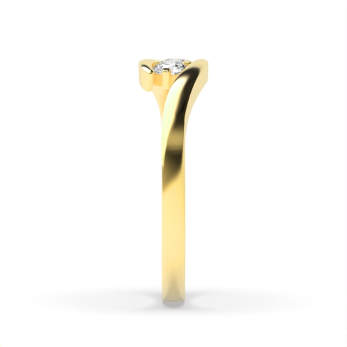4 Prong Round Yellow Gold Two Diamond Rings