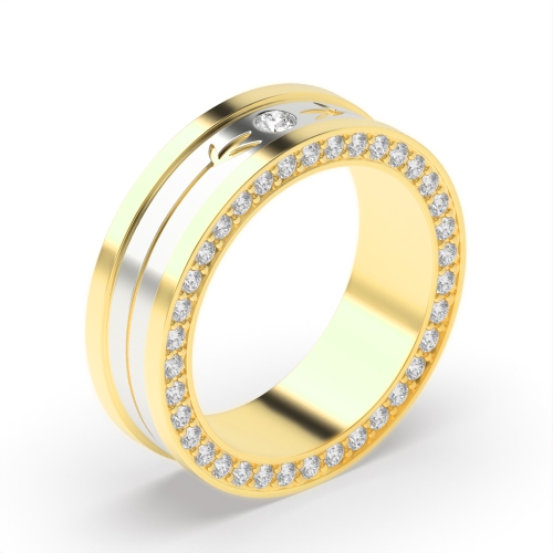 Bezel Setting Round Yellow Gold Stargleam Unusual Eternity Diamond Rings