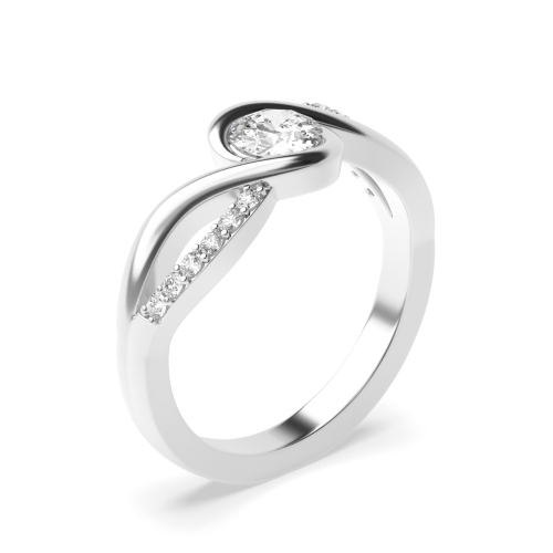 bezel setting round shape side stone diamond ring