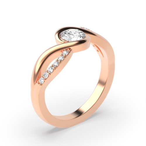 Bezel Setting Round Rose Gold Vibrance Engagement Rings