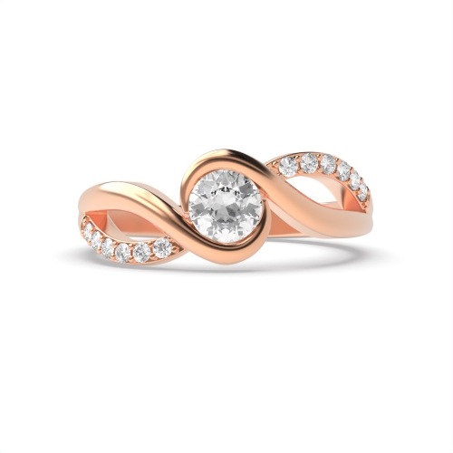 Bezel Setting Round Rose Gold Vibrance Engagement Rings
