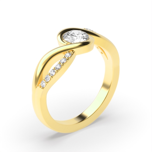 Bezel Setting Round Yellow Gold Vibrance Engagement Rings