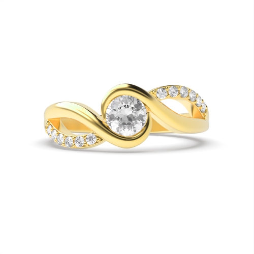 Bezel Setting Round Yellow Gold Vibrance Engagement Rings