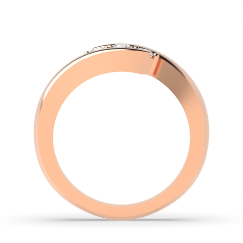 4 Prong Round Rose Gold Twisted minimalist Trilogy Engagement Rings