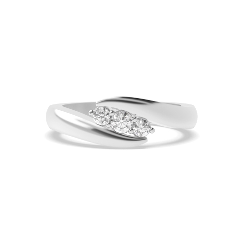4 Prong Round Platinum Twisted minimalist Trilogy Engagement Rings