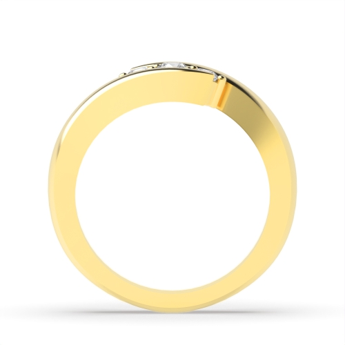 4 Prong Round Yellow Gold Twisted minimalist Trilogy Engagement Rings